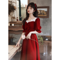 Little toast bride 2021 new red dress usually wear engagement wedding dress women Daily