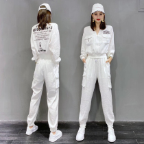 2022 Springtime Sportswear Suit Womens Tide Card Fashion Anti-Wear Long Sleeve Temperament Bungling Pants Casual two sets