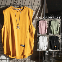 Vest mens fashion brand solid color summer wild cotton waistband sports hip-hop outside wear trend ins loose sleeveless t-shirt