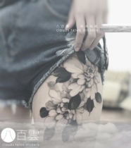 MGs eight hundred clouds tattoo stickers National style black and white lines full of peony plants sexy parts tattoo stickers