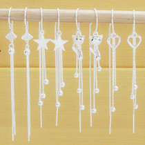 Pure Silver Earrings Woman 999 Foot Silver Superior Ear Chain Elegance Long Blossom Brief Ear line Flow Su 100 Hitch Pendant
