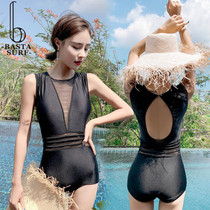 Swimsuit womens one-piece belly thin 2021 new sexy backless chest gathering Korea ins Wind hot spring swimsuit