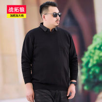 Middle-aged men fake two pieces of casual bottoming sweater autumn and winter fat loose fat plus size thin sweater
