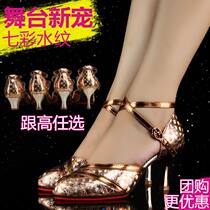 New Latin dance shoes Female adult soft bottom outside wearing ballroom dance shoes Silver square dance shoes dance sandals