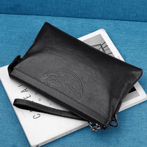 Hong Kong Chao brand mens hand bag mens leather light luxury large capacity casual simple envelope bag hand bag wrist clip bag