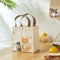 Canvas bag lunch bag hand-painted cute student office worker hand-carried lunch box bag small