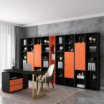 Light luxury desk chair Orange simple modern home student writing desk bookcase Nordic study furniture set combination