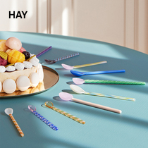 HAY Glass Spoons Candy Colored Glass Spoons Ice Cream Dessert Spoons Milk Coffee Long Handle Mixing Spoons