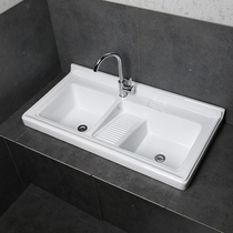 Ceramic countertop one washing basin laundry basin with washboard 8090 1 m double basin household balcony laundry pool