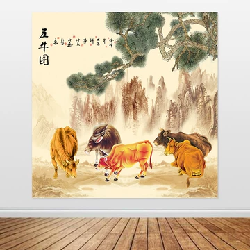 磁器板絵、五牛図、掛け画、リビングルーム、背景、装飾画 五牛图高清挂画-五牛图高清挂画促销价格、五牛图高清挂画品牌- 淘宝
