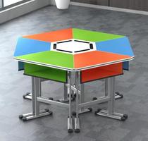 Student desks and chairs lifting reading activity table children's hexagonal splicing table training organization tutoring combination table