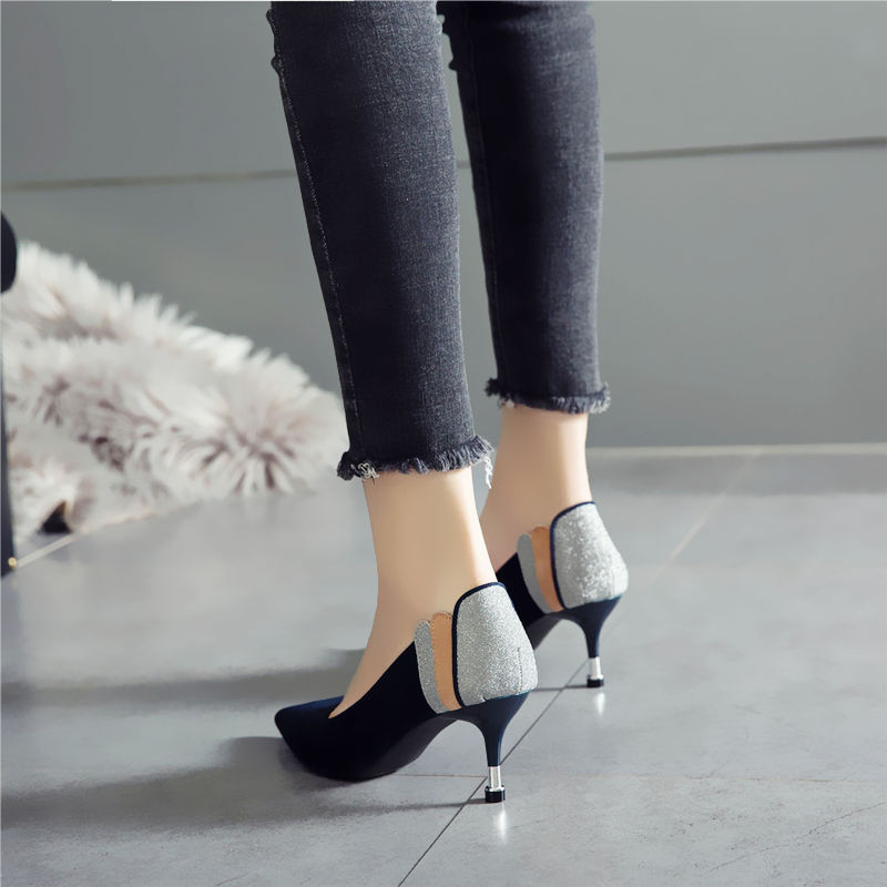 Pointed high heels women's fine with fashion 2018 spring and autumn new 5cm ladies single shoes with net red fairy shoes
