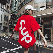 Net red short-sleeved T-shirt womens spring 2020 new Korean loose ins mid-length couples top clothes tide summer 