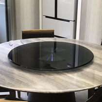 MA98 high grade gray orchid glass explosion-proof household aluminum alloy base round table top tempered standard dining table black turntable