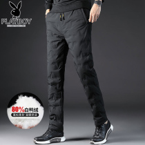 Playboy winter mens down pants wear Korean version of the trend thickened warm young and middle-aged white duck down cotton pants men