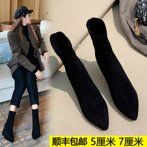 2021 Spring and Autumn Winter new socks short boots high heels autumn female Martin boots thin and Joker single boots