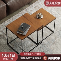Nordic imported boxwood solid wood multifunctional side group modern country iron combination tea table side table) tree creak