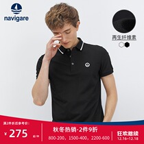 Navigare Italian Sailboat lapel polo shirt mens short sleeve 2021 new summer black casual T-shirt