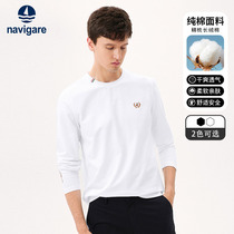 Navigare Italian small sailing white round-collar T-shirt men in spring 2023 pure cotton cover tops