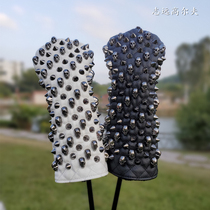 Personality skull spikes universal golf Rod Hood head cover rivet ball cap sleeve protective cover