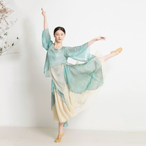 Classical dance suit Womens body rhyme yarn dress practice suit Elegant Chinese dance performance suit Wide leg pants suit Summer