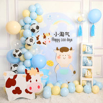 Niu Baobao 100 days full moon 100 days banquet one year birthday decoration scene layout custom balloon party background wall