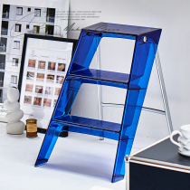 Nordic Home Multifunction Transparent Folding Ladder Web Red Ins Creativity Acrylic Anti Slip Three-step Shelf