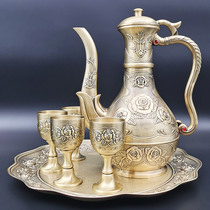 White glass wine set set creative European large capacity jug high-end ornaments embossed glass court drama props
