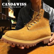 Martin boots Mens Inn Wind Winter High Help tooling plus suede Han version Tide Genuine Leather Rhubarb Boots Cotton Shoes Snowy Kick Not