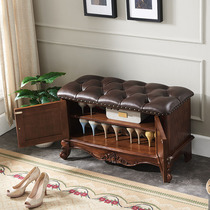 American all solid wood shoe changing stool European sitting shoes stool household storage cabinet door solid wood shoe changing cabinet