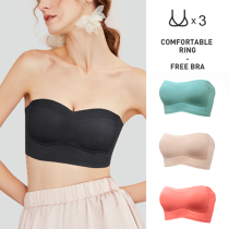Strapless underwear Big chest small anti-sagging summer women gather non-slip wrap bandeau bra without thin bra cover