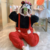 One-piece pajamas female winter coral velvet padded velvet cute new 2021 flannel home suit mouse