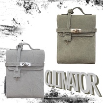 Cultivator original trend gray army green platinum do old crease texture temperament canvas box satchel