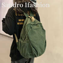 French niche Sandro Ifashion Canvas School bag Female College Student Junior High School Student Retro backpack backpack