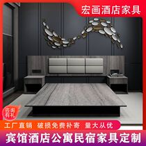 Hotel hotel furniture standard room bed full set of modern minimalist double bedside table bookcase apartment homestay custom furniture