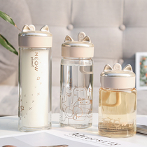 Cup summer Net Red Cup personality creative kitten super cute water cup simple portable cute rope glass female