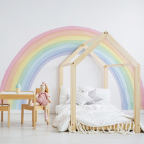 Ins wind Nordic super large rainbow wall stickers children's room decoration wall covering background DIY graffiti plane watercolor self-paste