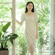 Small white evening dress Women can usually wear banquet temperament socialite French retro dress certificate engagement dress in summer