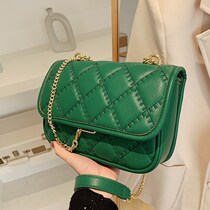 Counter quality Lingge chain Green Bag female 2022 New Style Fashion shoulder bag texture Minority Small square bag