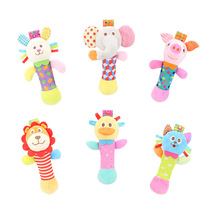 Baby hand stick cartoon animal hand grab stick with Rattle BB stick early education puzzle baby toy 01 years old 3 months