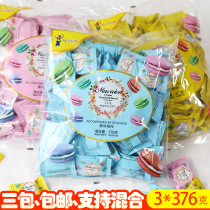 Macaron sandwich cookies mini small package cream strawberry flavor bulk net Red childrens childrens snack cake
