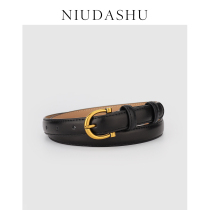 Lady Leather Strap Woman Real Leather Decoration Matching Skirt Brief About 100 Hitch Pure Cow Leather Needle Buckle Denim Jeans Belt Women Black Fine Tide