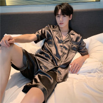 Mens pajamas summer ice silk thin short-sleeved fat plus size silk youth homewear summer suit