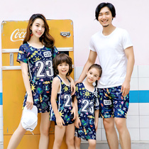 European shark parent-child swimsuit female mother and daughter new hot spring sports split three-piece family outfit childrens baby swimsuit
