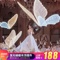 New wedding props glowing butterfly dual-purpose road lead dream butterfly ceiling hotel wedding hall butterfly dance pendant welcome ornaments