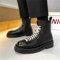 High-help Martin boots male tide ins autumn and winter Korean version of British style thick-soled casual locomotive work boots black leather boots