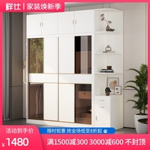  Nordic light luxury sliding door wardrobe Dresser one-piece household bedroom simple modern storage storage corner cabinet