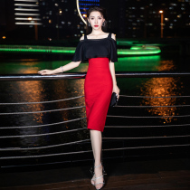 2021 new evening dress skirt womens summer temperament high-end light luxury niche design suspender dress can usually be worn