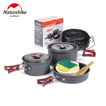NH outdoor pot picnic barbecue portable combination set of pot tableware field picnic cookware 2-3 people camping equipment