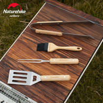 Naturehike buzzer barbecue tools outdoor camping picnic barbecue charcoal clip Oil Brush four-piece set of barbecue accessories